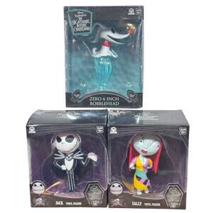 Nightmare Before Christmas 30th Anniversary Zero + Jack + Sally Figure Set New
